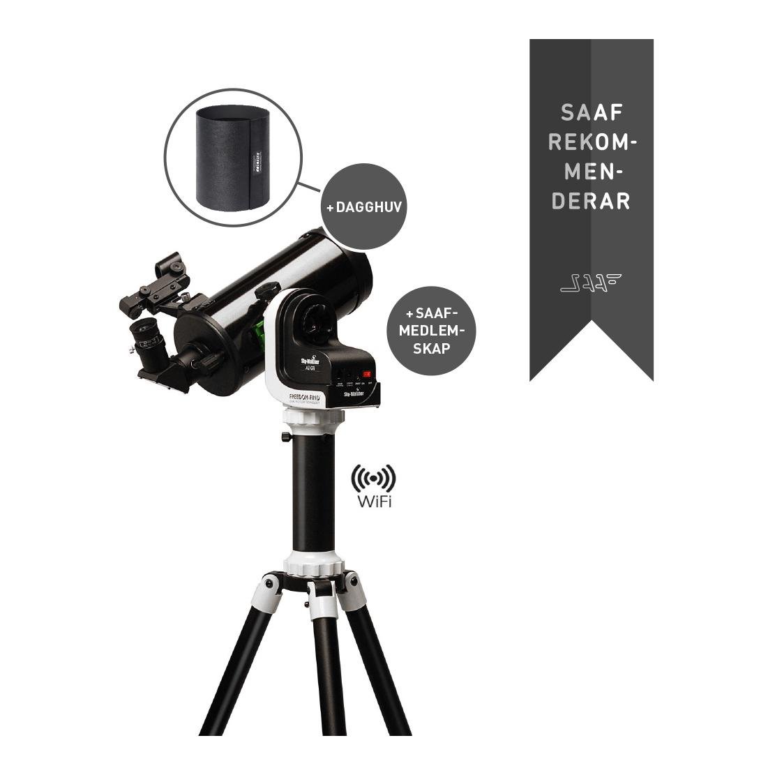 SAAF-paket Rymdguiden: Skymax-102 AZ-GTi WiFi teleskop m. dagghuv