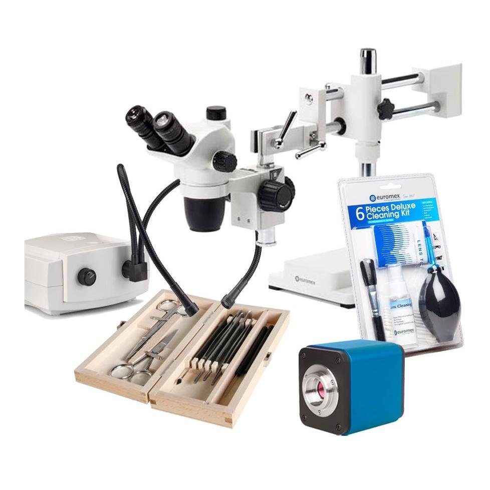 Stereomikroskop/fotopaket Zoom – stereolupp för provanalys eller disektion